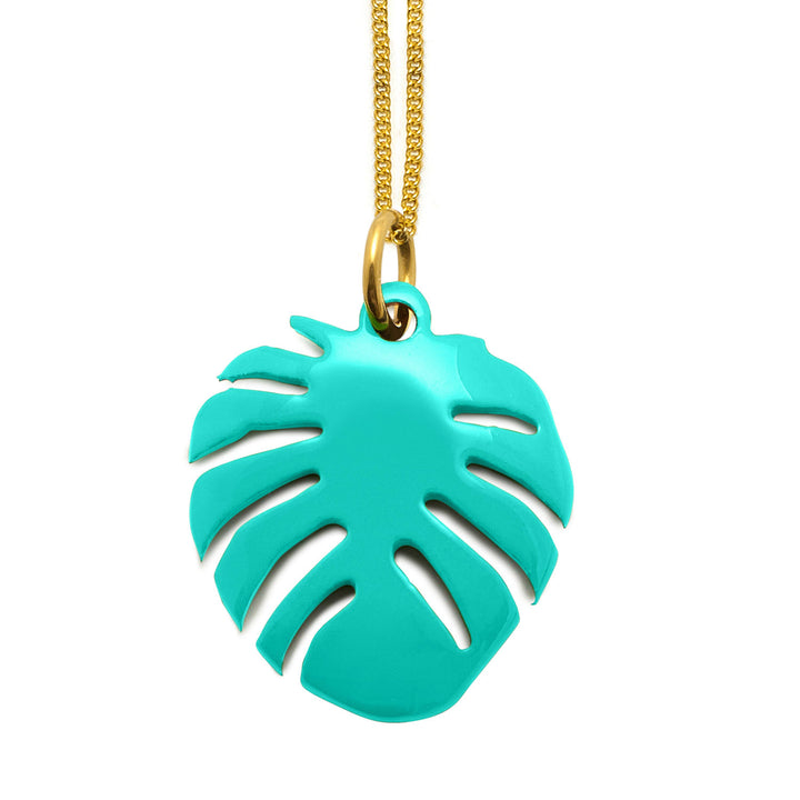 Branch Jewellery - Aquamarine horn palm leaf pendant - Gold