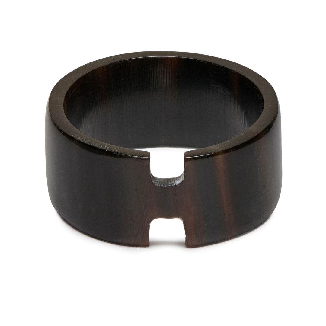 Black natural cut out horn band ring