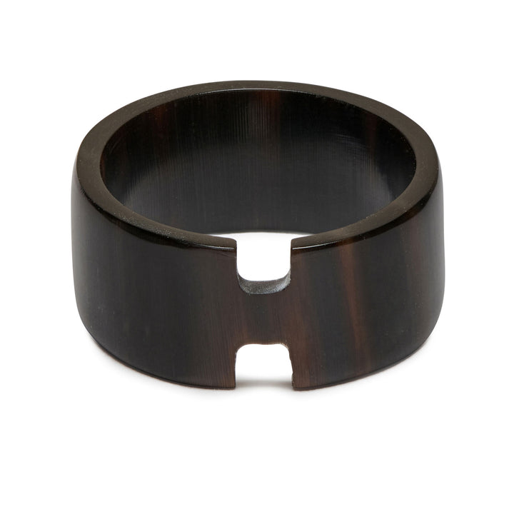 Black natural cut out horn band ring