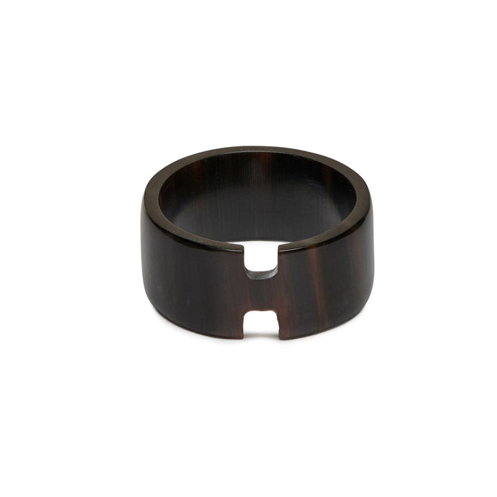Black natural cut out horn band ring