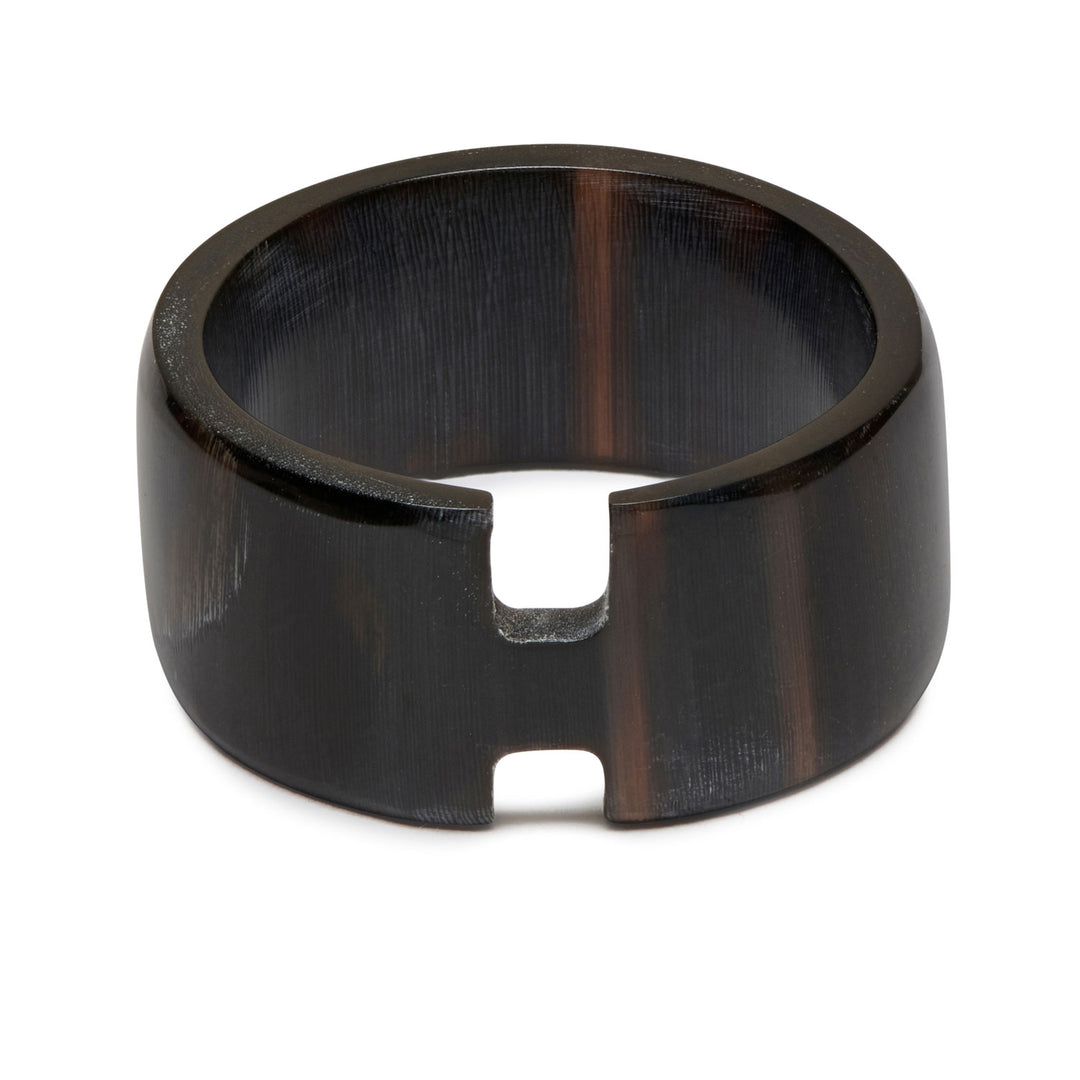 Brown natural cut out horn band ring