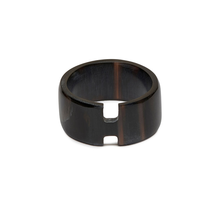 Brown natural cut out horn band ring
