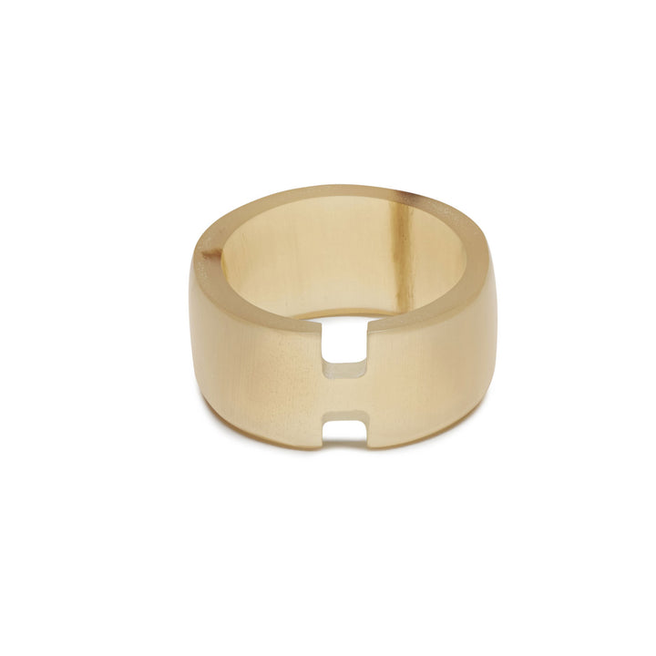 White natural cut out horn band ring