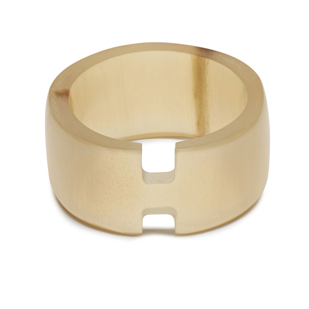 White natural cut out horn band ring