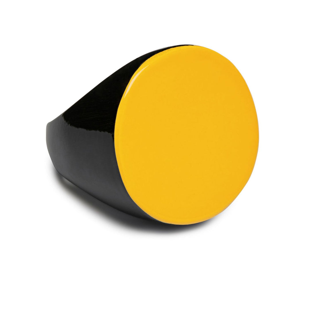 Black and Mustard Yellow Round Horn Ring