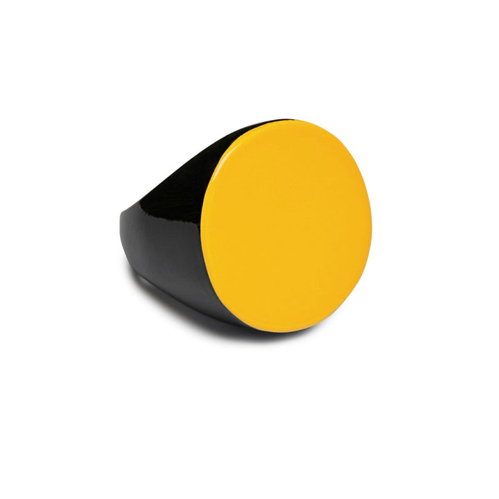 Black and Mustard Yellow Round Horn Ring