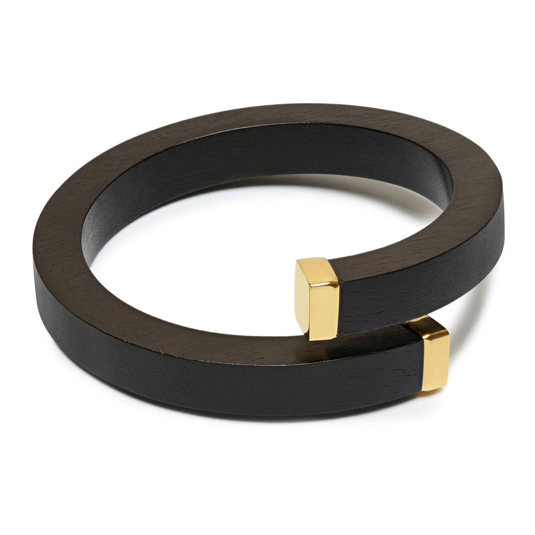 Kora Black Wood and Gold Wrap Over Bangle