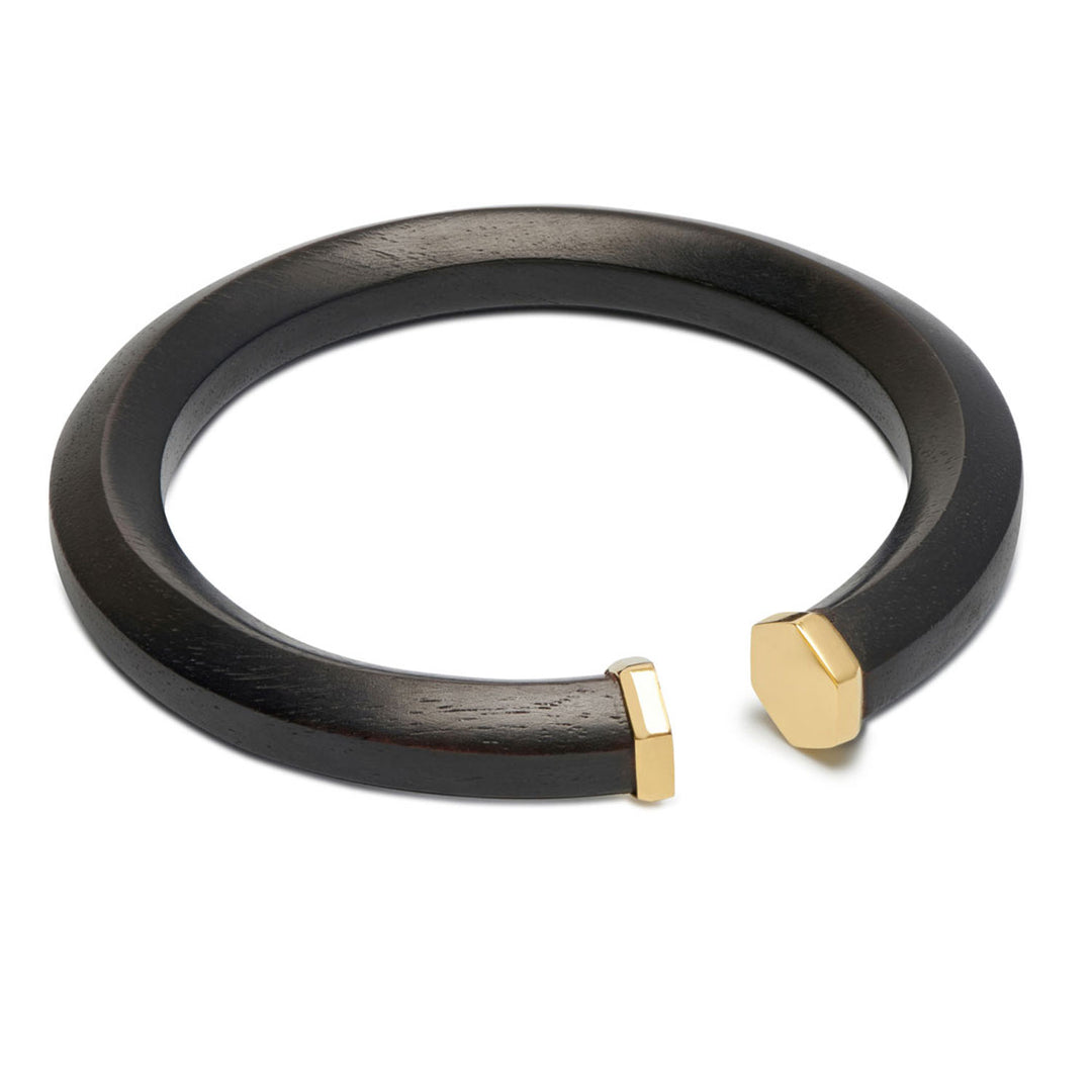 Melia Black wood and gold Hexagon Shaped wooden bangle