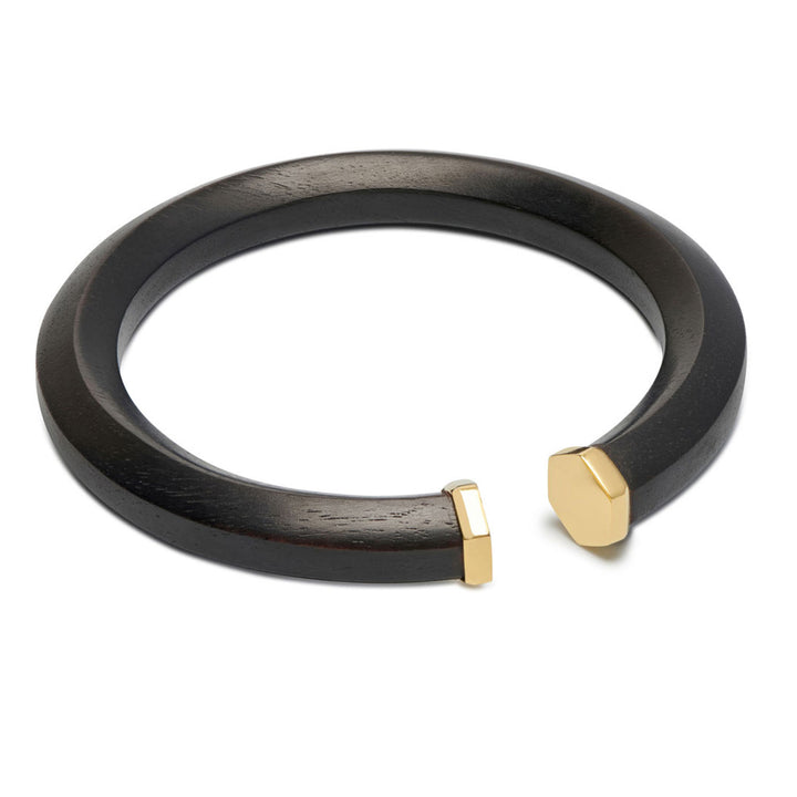 Melia Black wood and gold Hexagon Shaped wooden bangle