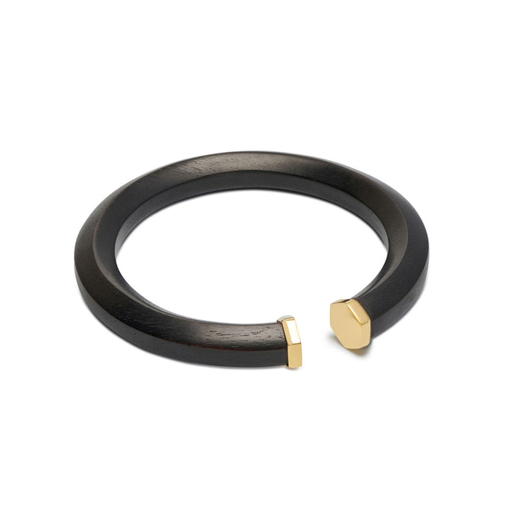 Melia Black wood and gold Hexagon Shaped wooden bangle