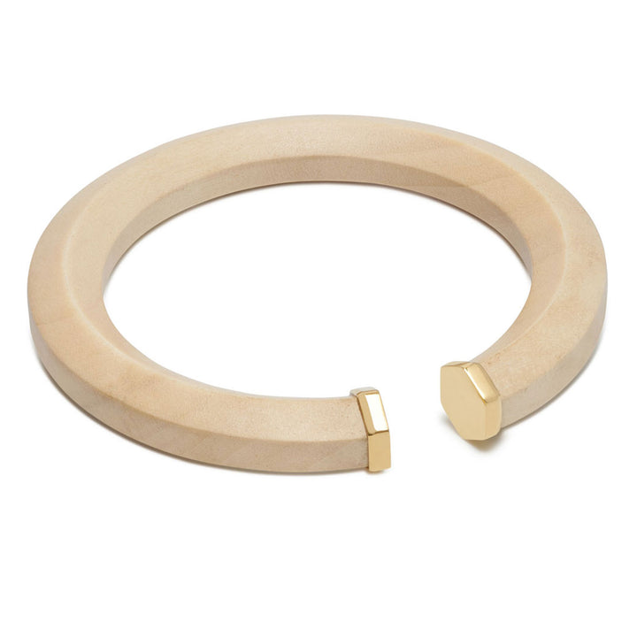 Melia White wood and gold Hexagon Shaped wooden bangle