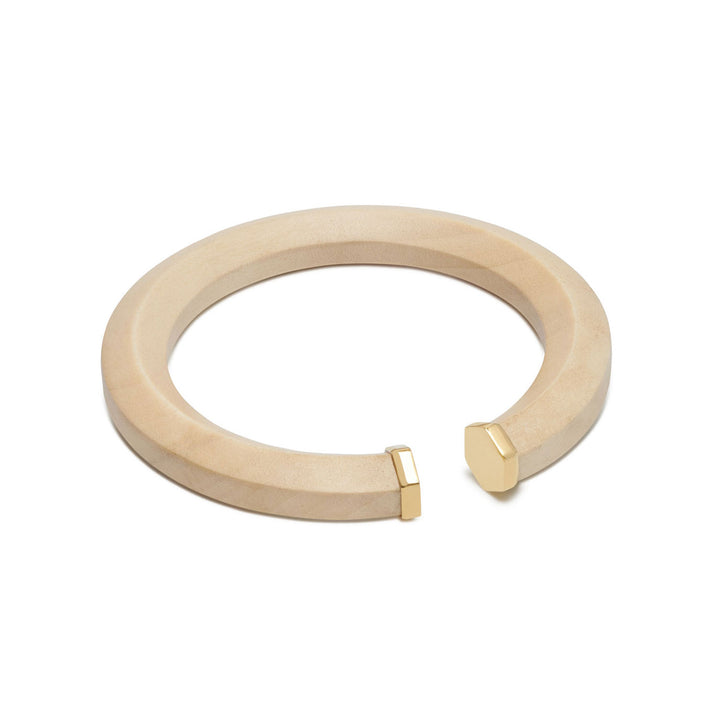 Melia White wood and gold Hexagon Shaped wooden bangle