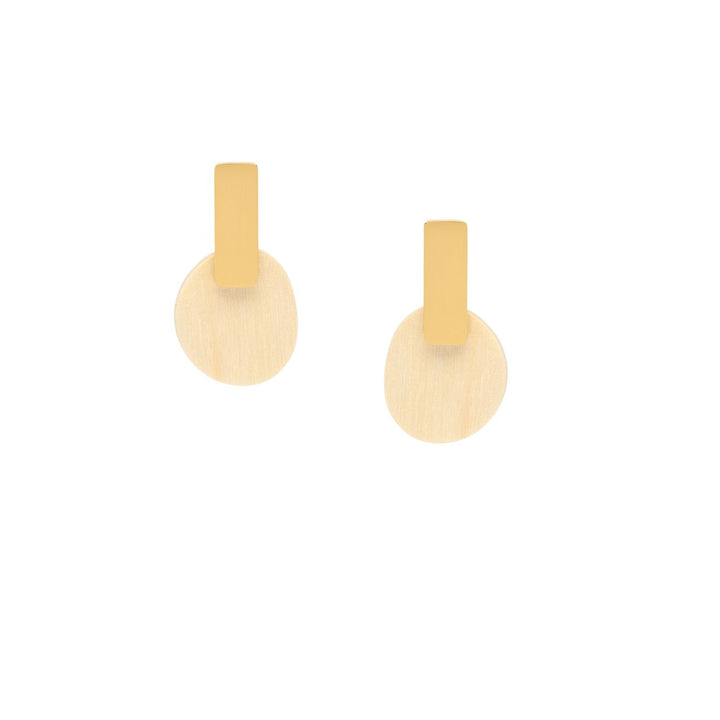 Maru Oval White Wood and Gold Drop Earrings