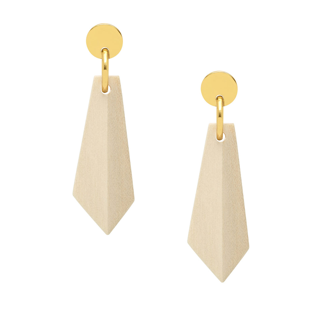 Branch Jewellery - White wood and gold angular earrings