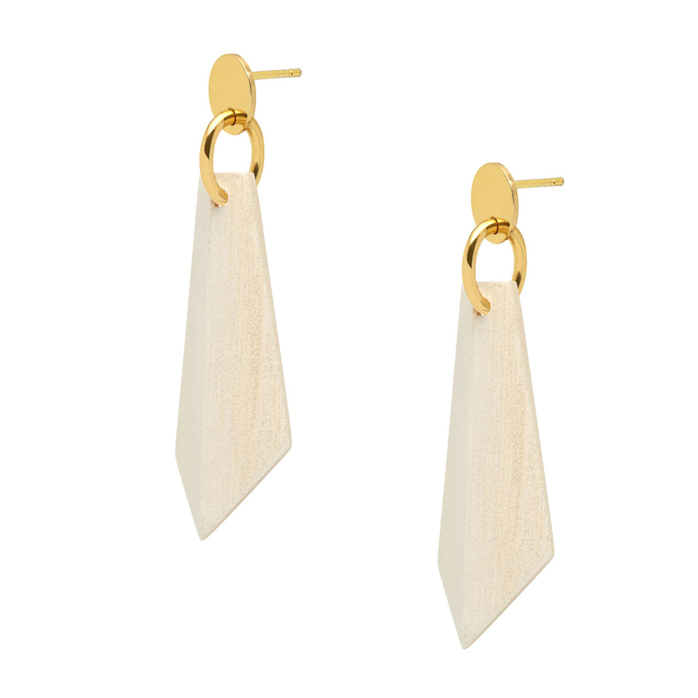 Branch Jewellery - White wood and gold angular earrings