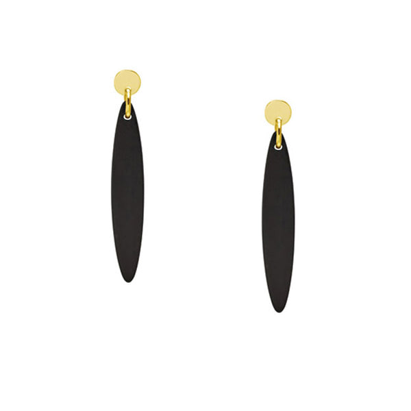 Branch Jewellery - Black wood and gold plate Foli drop earring