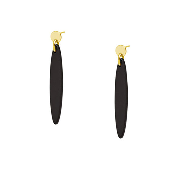 Branch Jewellery - Black wood and gold plate Foli drop earring