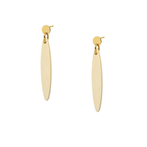 Branch Jewellery - White wood and gold plate Foli drop earring