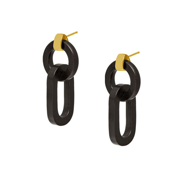 Branch Jewellery - Black and gold double link earring