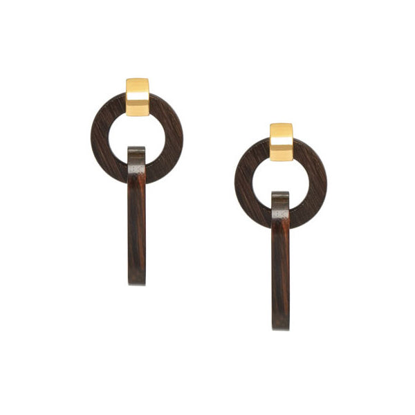 Branch Jewellery - Rosewood and gold double link earring