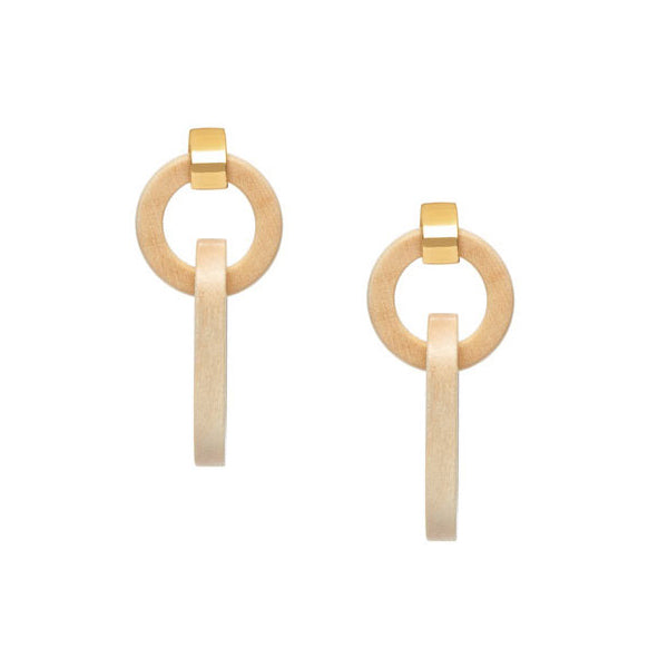 Branch Jewellery - white wood and gold double link earring