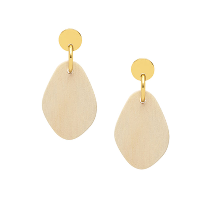 Branch Jewellery - White wood Flat oval shaped earring– Gold