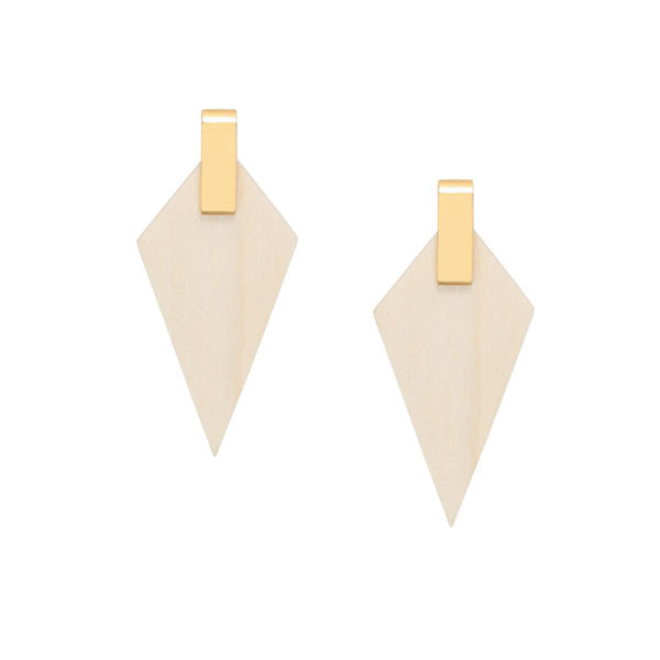 Branch Jewellery - White wood and gold triangular drop earrings