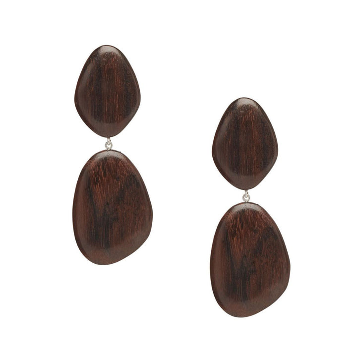 Kailani oversized statement Brown Wooden pebble Drop Earrings