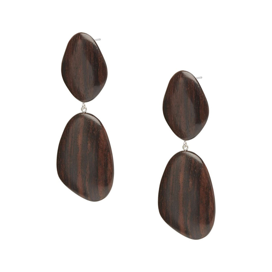 Kailani oversized statement Brown Wooden pebble Drop Earrings