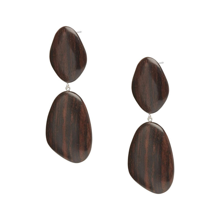 Kailani oversized statement Brown Wooden pebble Drop Earrings