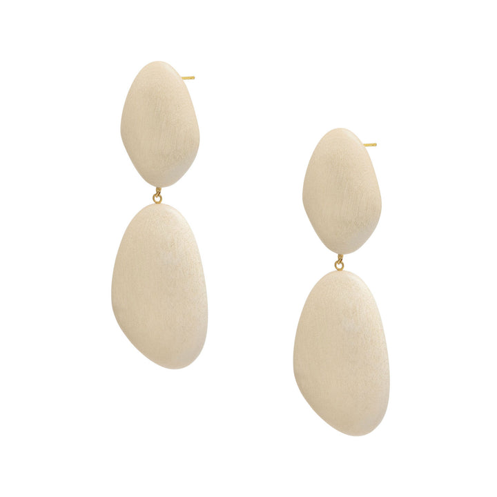 Kailani oversized statement White Wooden pebble Drop Earrings