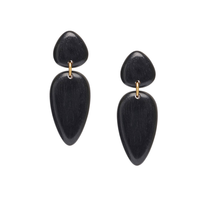 Nala Black Wood and Gold teardrop Earrings