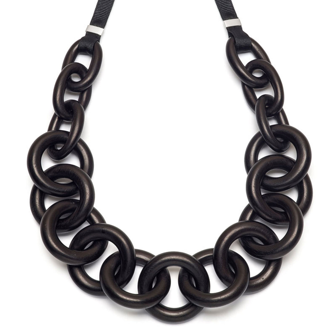 Toro Chunky Black Wood Chain Link Necklace