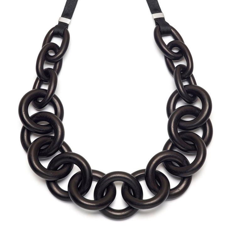 Toro Chunky Black Wood Chain Link Necklace