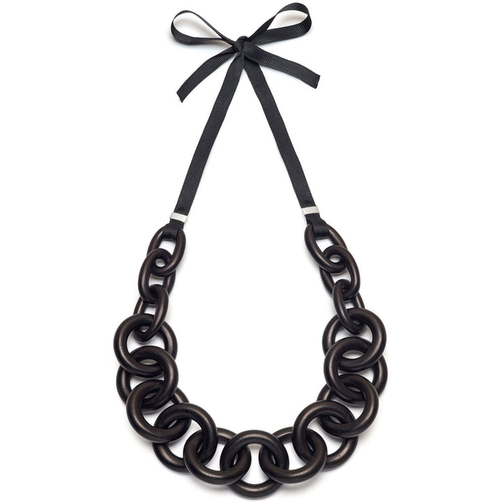 Toro Chunky Black Wood Chain Link Necklace