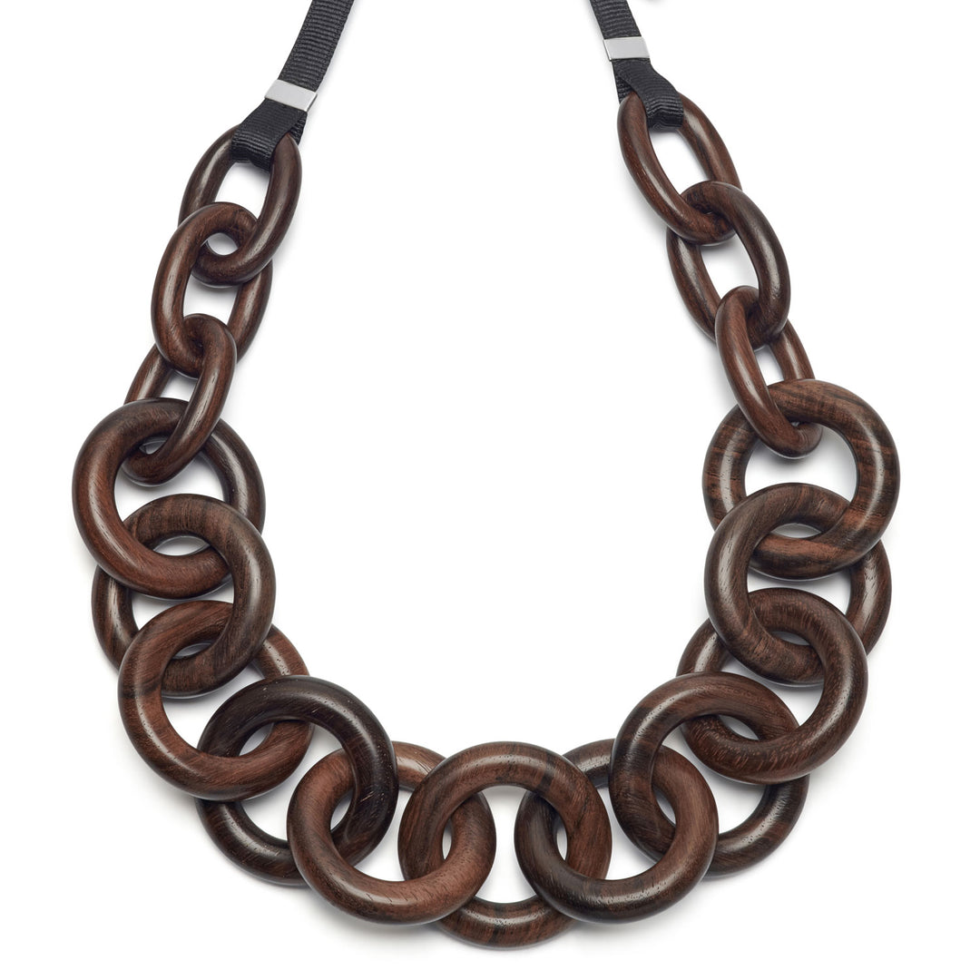 Toro Chunky Brown Wood Chain Link Necklace