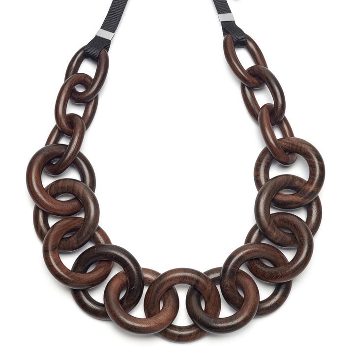 Toro Chunky Brown Wood Chain Link Necklace