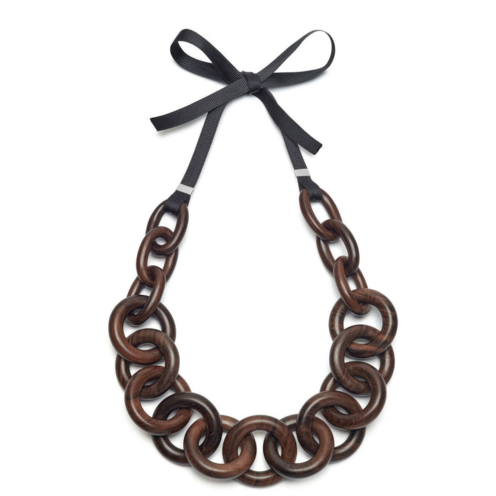 Toro Chunky Brown Wood Chain Link Necklace