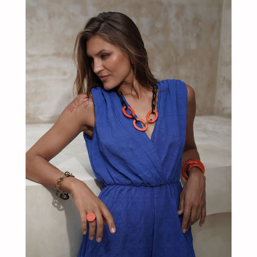 Orange and Brown Mid length horn necklace