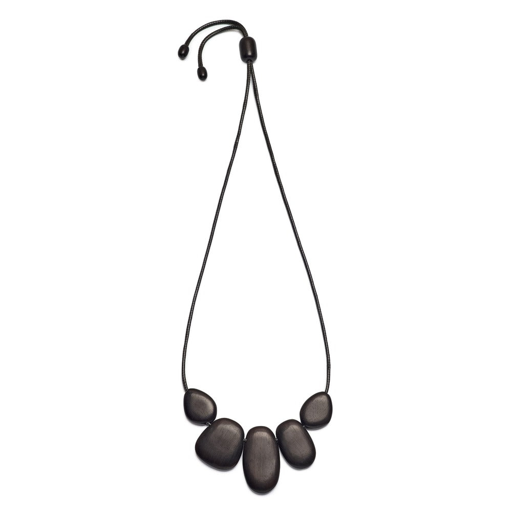 Nola black wooden beaded necklace