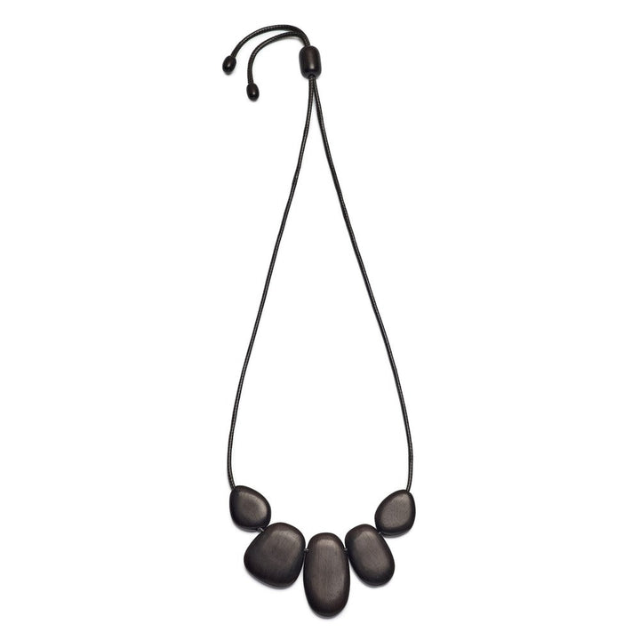 Nola black wooden beaded necklace