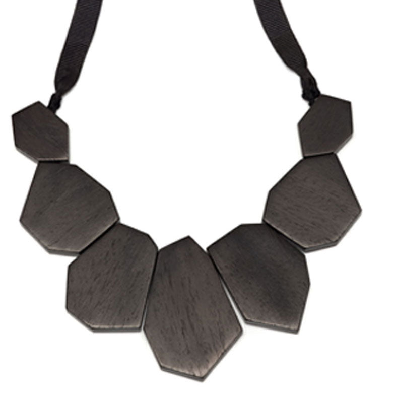 Branch Jewellery - Black wood Flat shaped Ribbon Necklace