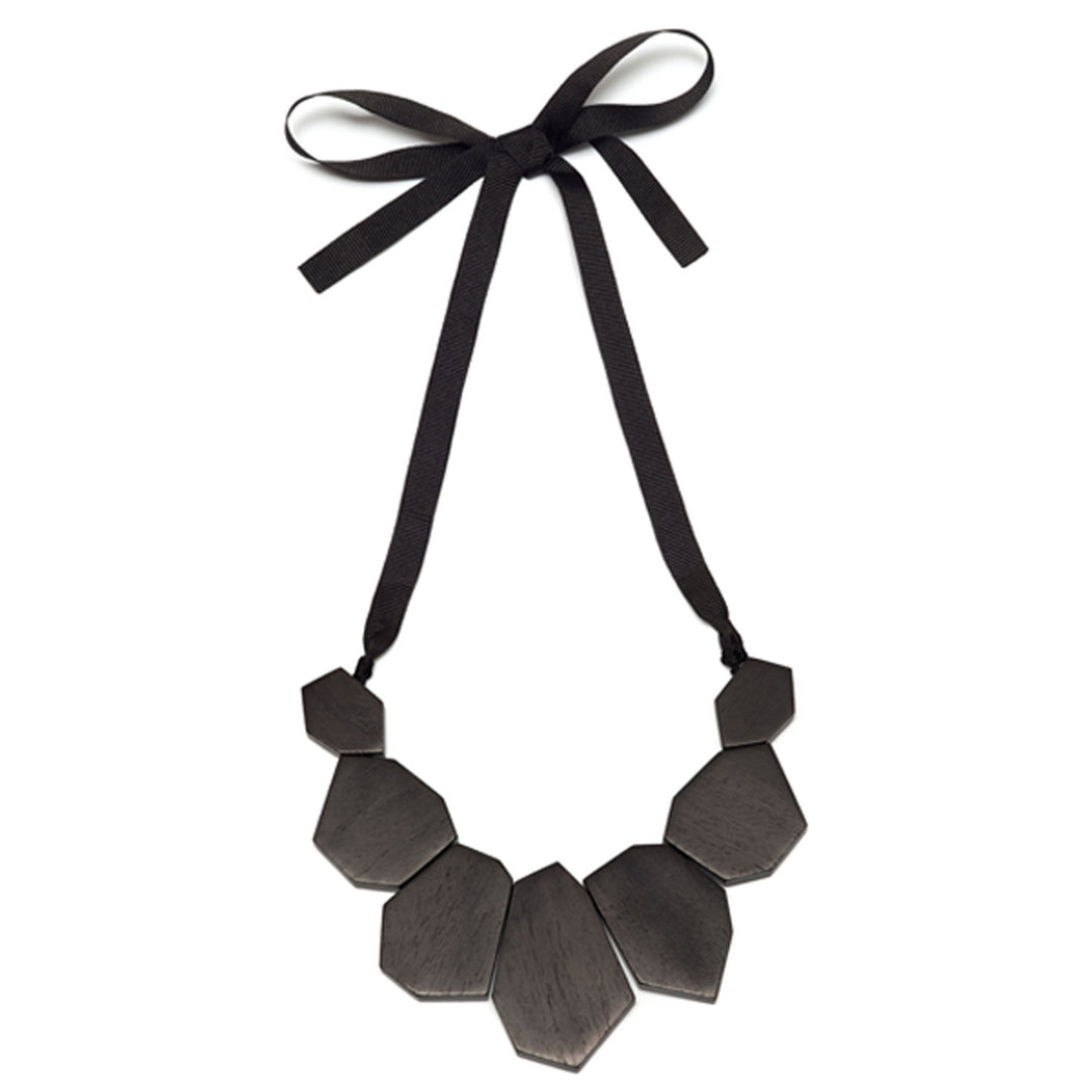 Branch Jewellery - Black wood Flat shaped Ribbon Necklace
