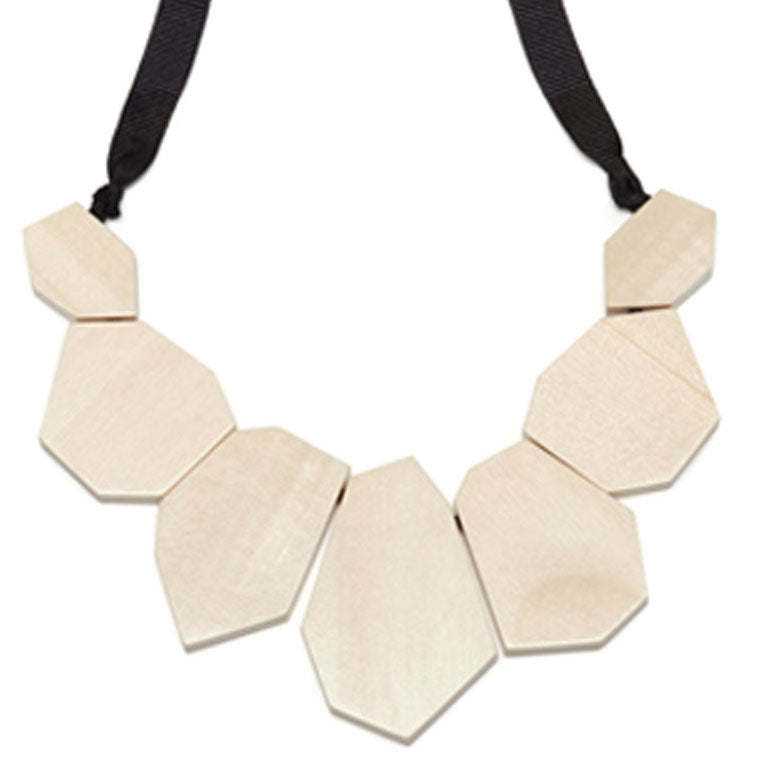 Branch Jewellery - White Wood Flat shaped Ribbon Necklace