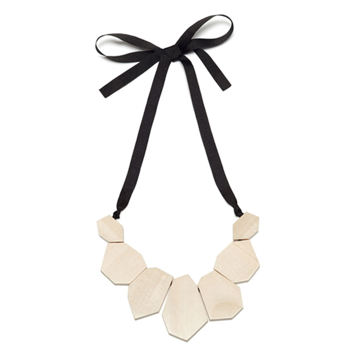 Branch Jewellery - White Wood Flat shaped Ribbon Necklace