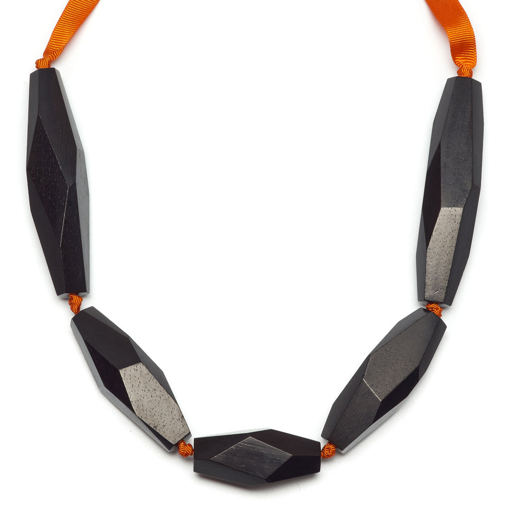 Branch Jewellery - Faceted Black and Orange wood necklace
