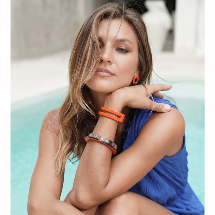 Flat Orange and Brown Natural Bangle