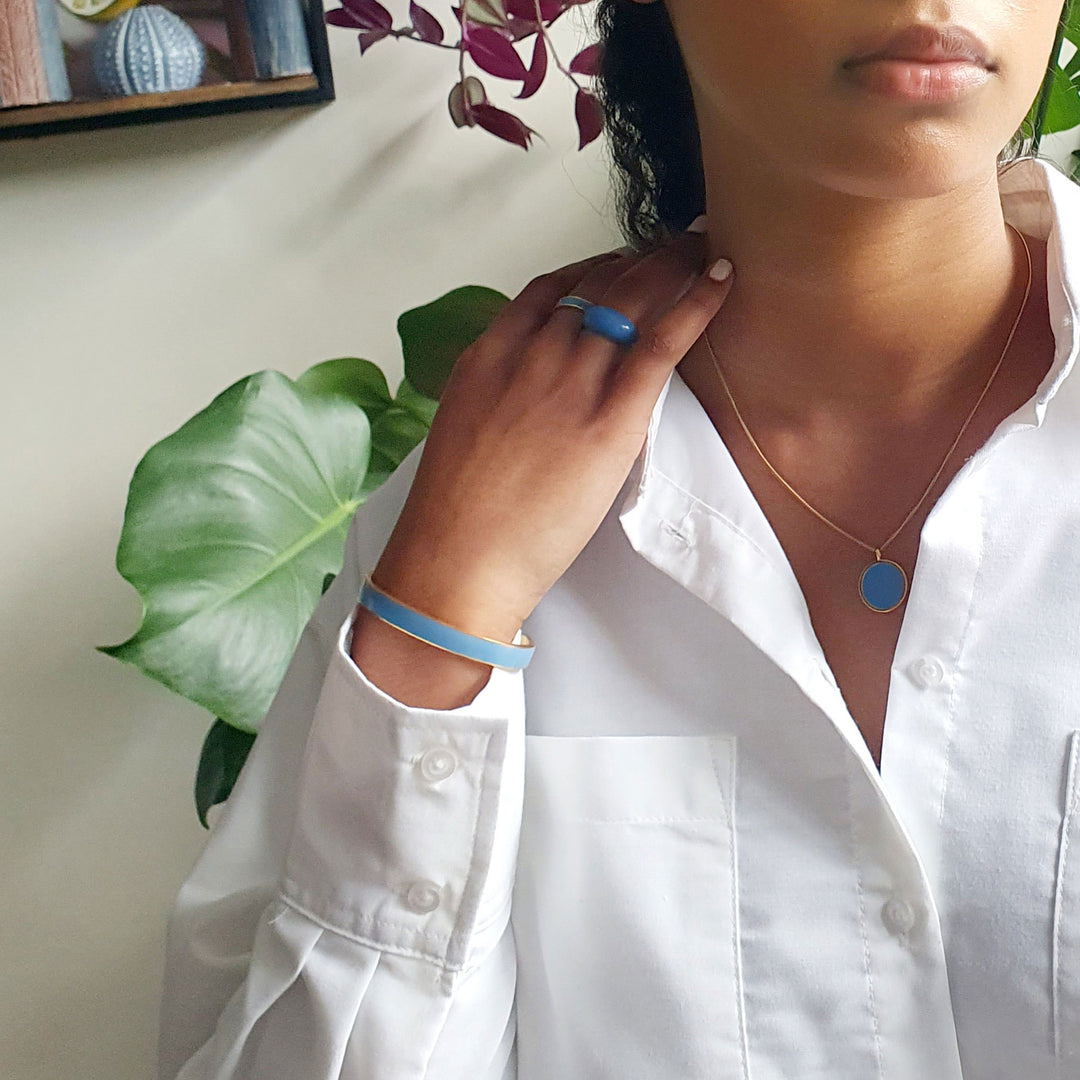 Gold and Blue enamel cuff
