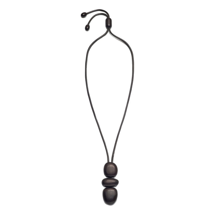 Mira BLK full wooden pendant necklace on white background