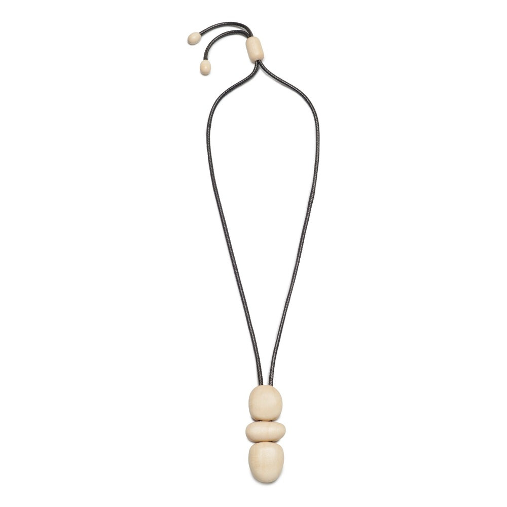 Mira WHT full wooden pendant necklace on white background